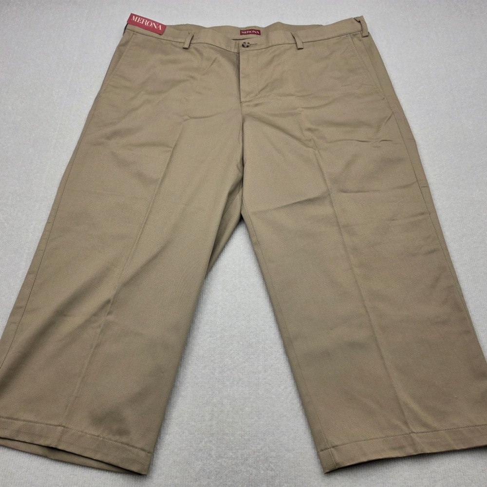 Merona Chino Pants Mens 44x24 Khaki Tan Straight Leg Cotton Blend Casual